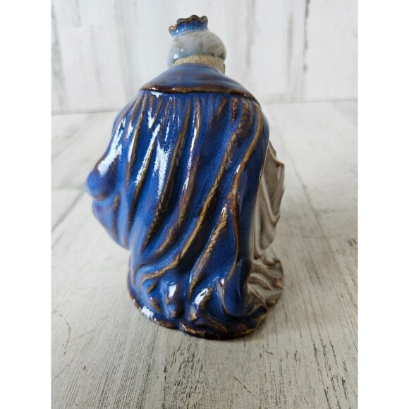 Ceramic Wiseman Nativity blue Xmas religious decor large - Picture 4 of 7